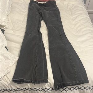 Free People Gray Flare Wide Leg Jeans